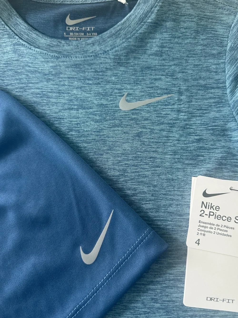 Nike Blue Heather Tee and Solid Blue Athletic Shorts Set NWT Boys Size 4 DriFIT